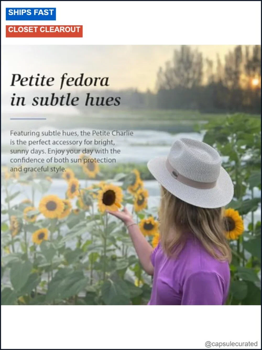 UPF 50+ Packable Fedora Sun Hat with Wide Brim